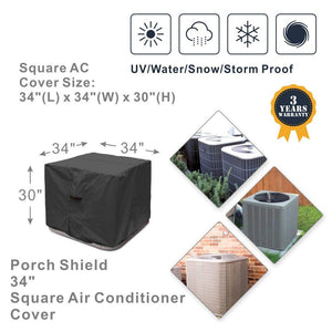 Porch Shield 100% Waterproof 600D Heavy Duty Patio Air Conditioner Cover Black