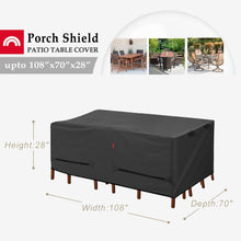 Porch Shield Patio Table Cover - Waterproof Outdoor Dining Table and Chairs Furniture Set Cover Rectangular