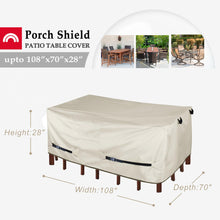 Porch Shield Patio Table Cover - Waterproof Outdoor Dining Table and Chairs Furniture Set Cover Rectangular
