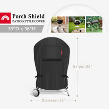 Porch Shield Outdoor Charcoal Kettle Grill Cover Waterproof 600D Round Smoker Cover Fits Most Kettle Grill, Black