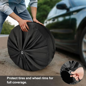 Explore Land Seasonal Tire Cover - Spare Tire Bag with Handle, Heavy Duty Winter Wheel Storage Tote Against Dust and Scratches, 4 Pack