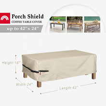 Porch Shield Patio Coffee Table Cover - Waterproof Outdoor Furniture Rectangular Small Table Covers, Beige