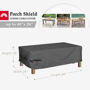 Porch Shield Patio Coffee Table Cover - Waterproof Outdoor Furniture Rectangular Small Table Covers, Beige