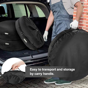 Explore Land Seasonal Tire Cover - Spare Tire Bag with Handle, Heavy Duty Winter Wheel Storage Tote Against Dust and Scratches, 4 Pack