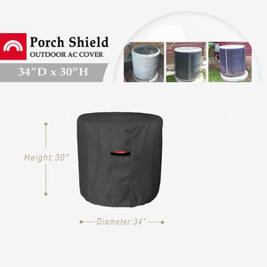 Porch Shield 600D Waterproof Air Conditioner Covers for Outside Units Round AC Cover Black - 34 inch