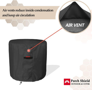 Porch Shield 600D Waterproof Air Conditioner Covers for Outside Units Round AC Cover Black - 34 inch