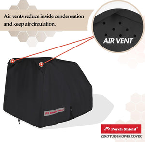 Porch Shield Zero Turn Mower Cover - Waterproof Heavy Duty Riding Lawn Tractor Cover Up to 54-64 inches Decks Black