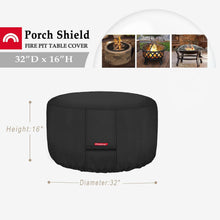 Porch Shield Fire Pit Cover - Waterproof 600D Heavy Duty Fade Resistant Round Patio Fire Bowl Cover Black - 32 inch