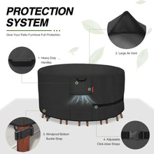 Porch Shield Round Patio Furniture Cover - Waterproof 600D Heavy Duty Outdoor Table and Chairs Cover 62 inch, Black