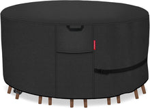 Porch Shield Round Patio Furniture Cover - Waterproof 600D Heavy Duty Outdoor Table and Chairs Cover 62 inch, Black