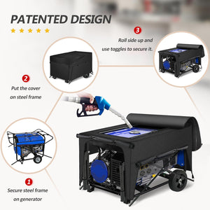 Porch Shield Generator Covers Running - Heavy Duty Waterproof Generator Rain Enclosure Tent Tarpaulin Shelter for 3500w-12000w Black（Upgrade）