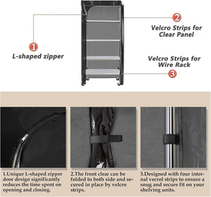 Porch Shield Storage Shelf Cover for Wire Rack - Dustproof Shelving Unit Cover with Front Transparent 36" x 18" x 72" Grey