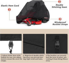 Porch Shield Zero Turn Mower Cover - Waterproof Heavy Duty Riding Lawn Tractor Cover Up to 54-64 inches Decks Black