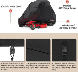 Porch Shield Zero Turn Mower Cover - Waterproof Heavy Duty Riding Lawn Tractor Cover Up to 54-64 inches Decks Black