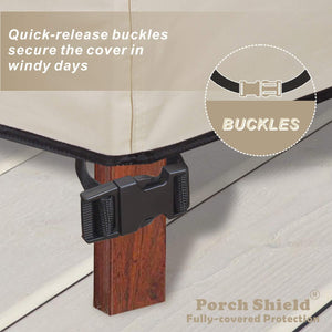 Porch Shield Patio Lounge Chair Cover - Waterproof Outdoor Chaise Lounge Chair Covers 2 Pack - 68W x 30D x 30H inch, Light Tan & Khaki