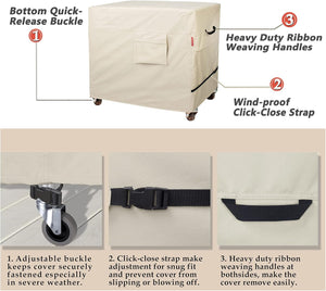 Porch Shield Waterproof Rolling 80-100 Qt Cooler Cart Cover Fits Most Patio Ice Chest Party Cooler (Light Tan, 40"L x 20"W x 32"H)