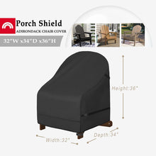 Porch Shield Waterproof Patio Adirondack Chair Cover 2 Pack Fits Outdoor Chairs 32W x 34D x 36H inch, Black