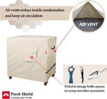 Porch Shield Waterproof Rolling 80-100 Qt Cooler Cart Cover Fits Most Patio Ice Chest Party Cooler (Light Tan, 40"L x 20"W x 32"H)