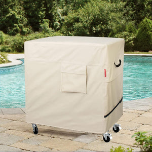 Porch Shield Waterproof Rolling 80-100 Qt Cooler Cart Cover Fits Most Patio Ice Chest Party Cooler (Light Tan, 40"L x 20"W x 32"H)