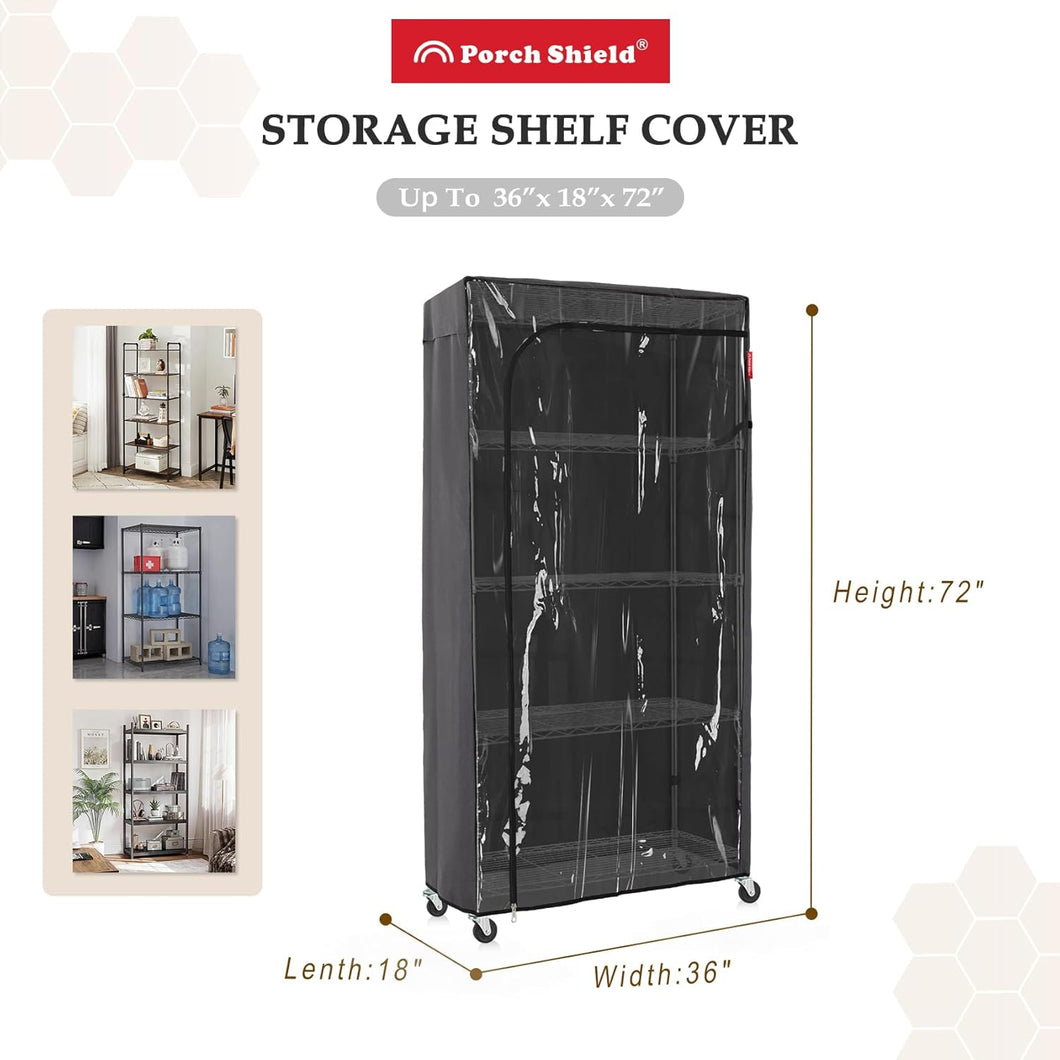 Porch Shield Storage Shelf Cover for Wire Rack - Dustproof Shelving Unit Cover with Front Transparent 36