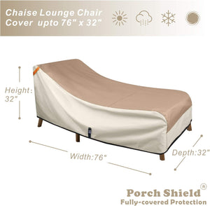 Porch Shield Patio Lounge Chair Cover - Waterproof Outdoor Chaise Lounge Chair Covers