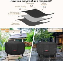 Porch Shield Fire Pit Cover - Waterproof 600D Heavy Duty Fade Resistant Round Patio Fire Bowl Cover Black - 32 inch