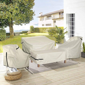 Porch Shield Patio Coffee Table Cover - Waterproof Outdoor Furniture Rectangular Small Table Covers 36 x 22 inch, Beige
