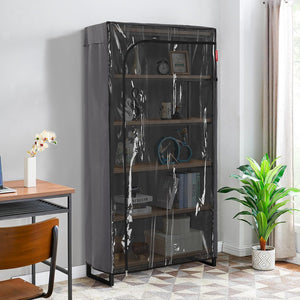 Porch Shield Storage Shelf Cover for Wire Rack - Dustproof Shelving Unit Cover with Front Transparent 36" x 18" x 72" Grey
