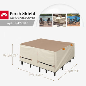 Porch Shield Patio Table Cover - Waterproof Outdoor Dining Table and Chairs Furniture Set Cover Rectangular