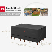 Porch Shield Patio Table Cover - Waterproof Outdoor Dining Table and Chairs Furniture Set Cover Rectangular