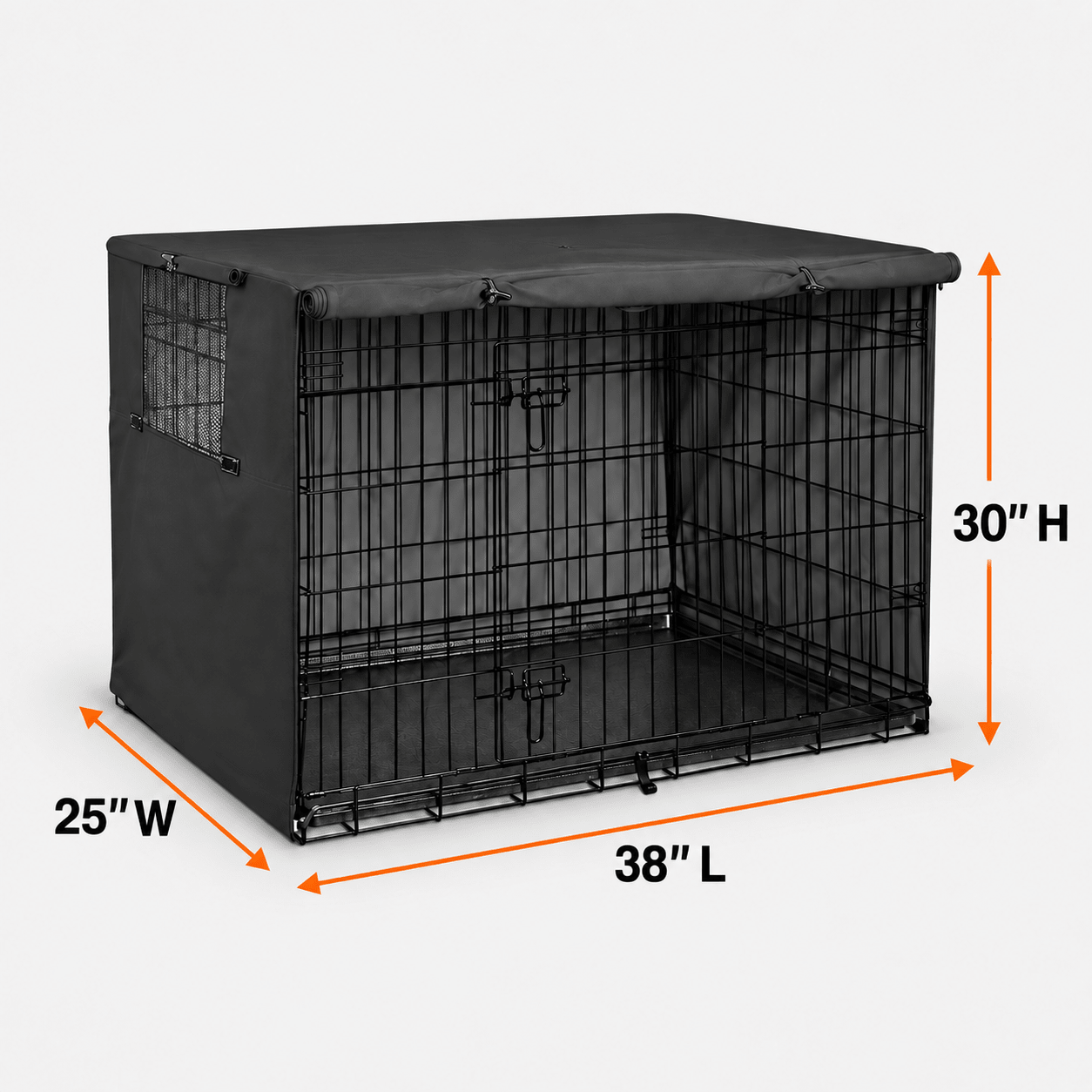 Dog Crate Cover Black 38.0"L x25.0"W x 30.0"H - Explore Land