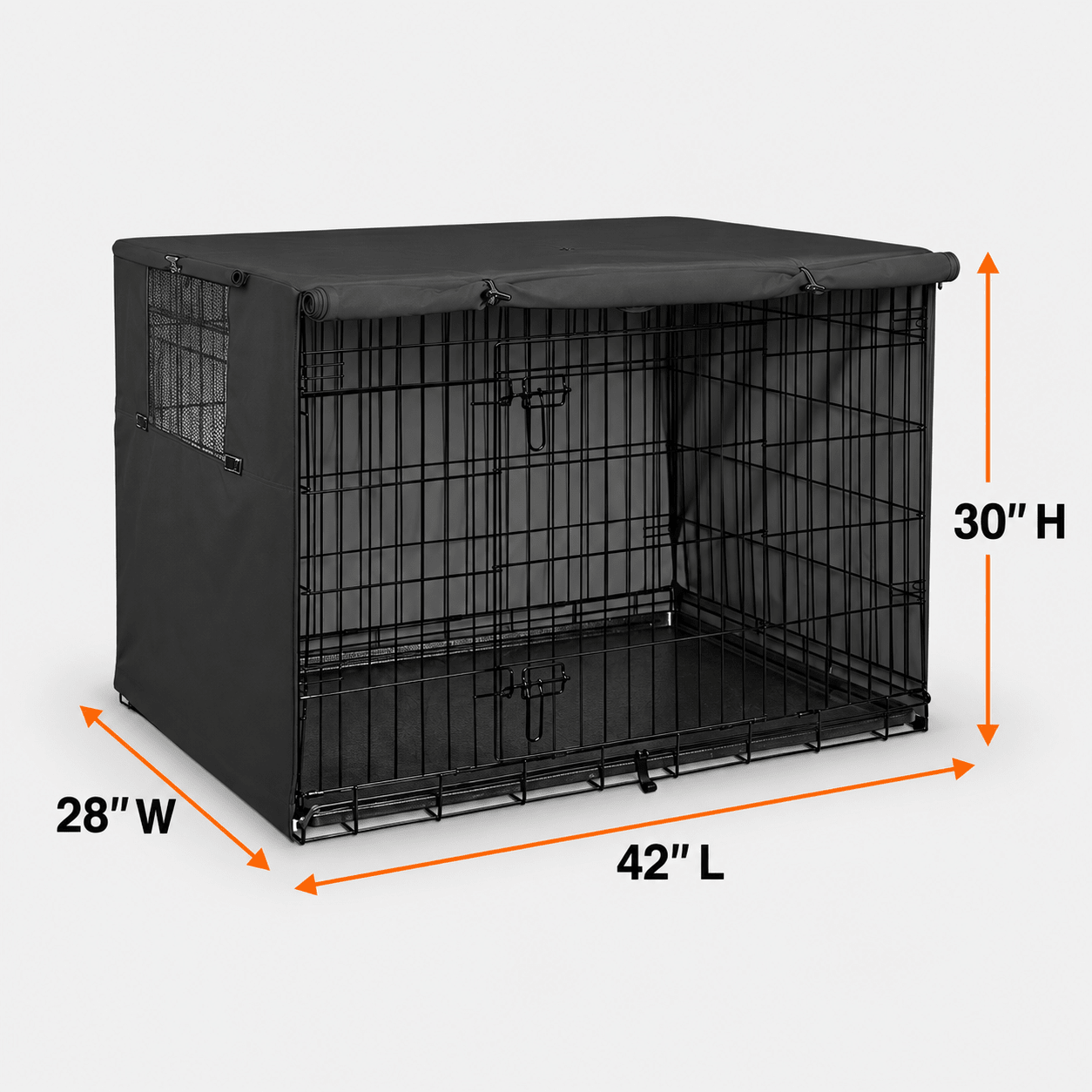 Dog Crate Cover Black 42.0"L x 28.0"W x 30.0"H - Explore Land