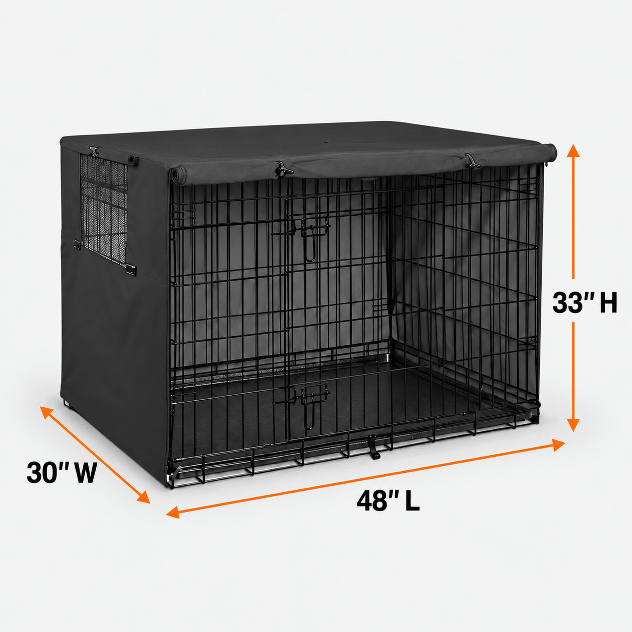 Dog Crate Cover Black 48.0"L x 30.0"W x 33.0"H - Explore Land