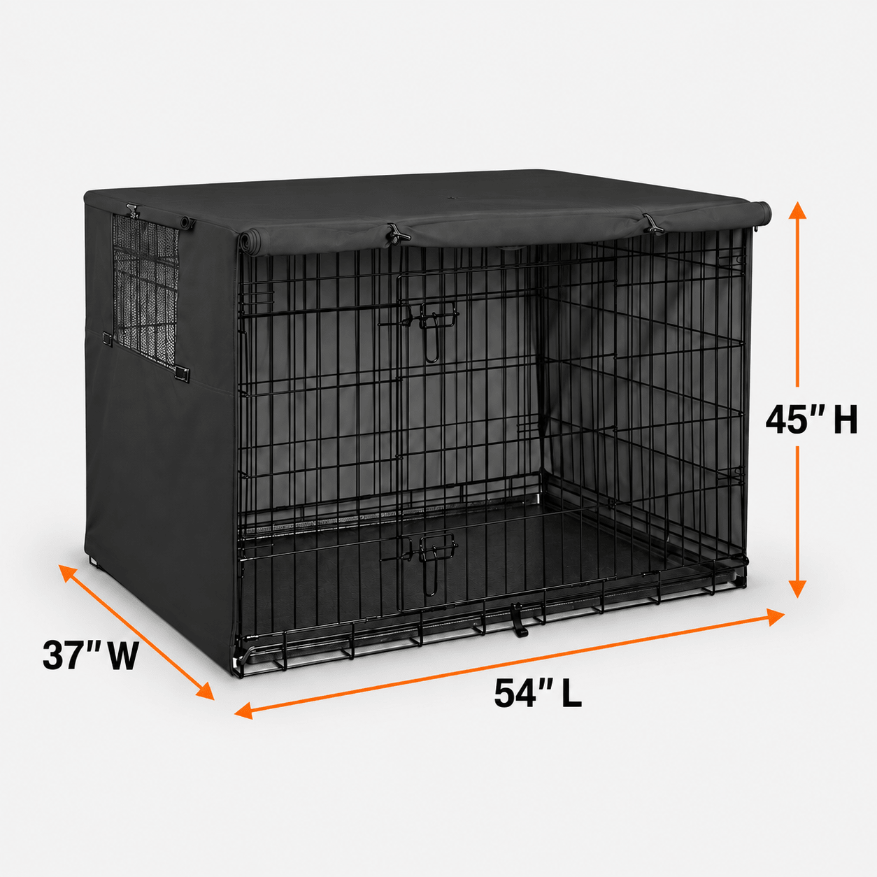 Dog Crate Cover Black 54.0"L x 37.0"W x 45.0"H - Explore Land