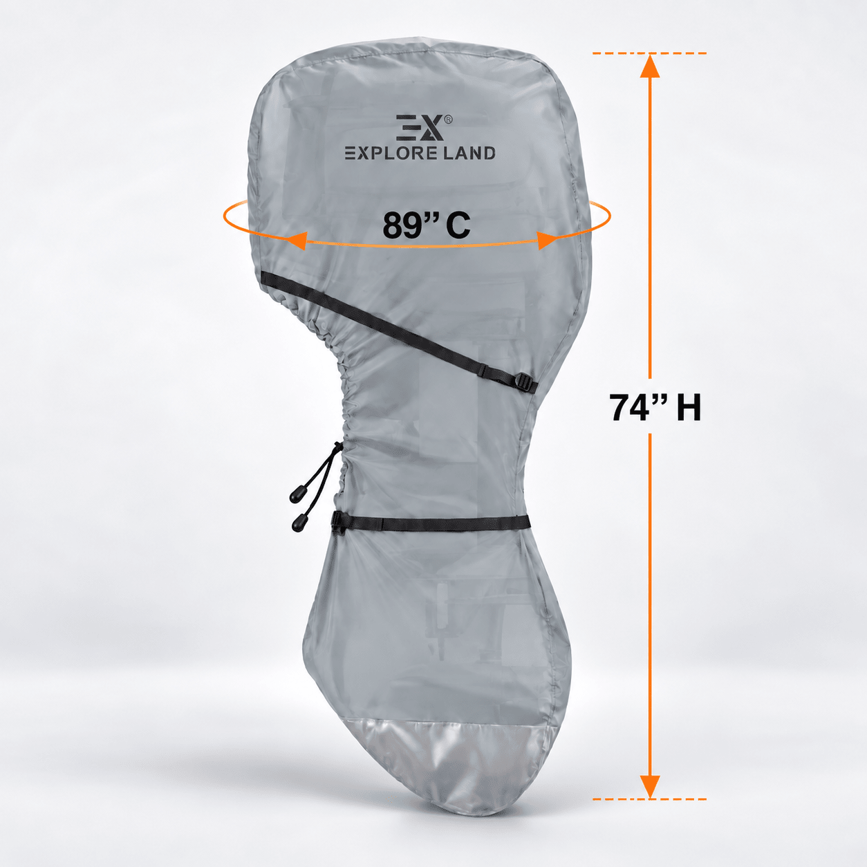 Full Outboard Motor Cover Grey 100-150 HP - Explore Land