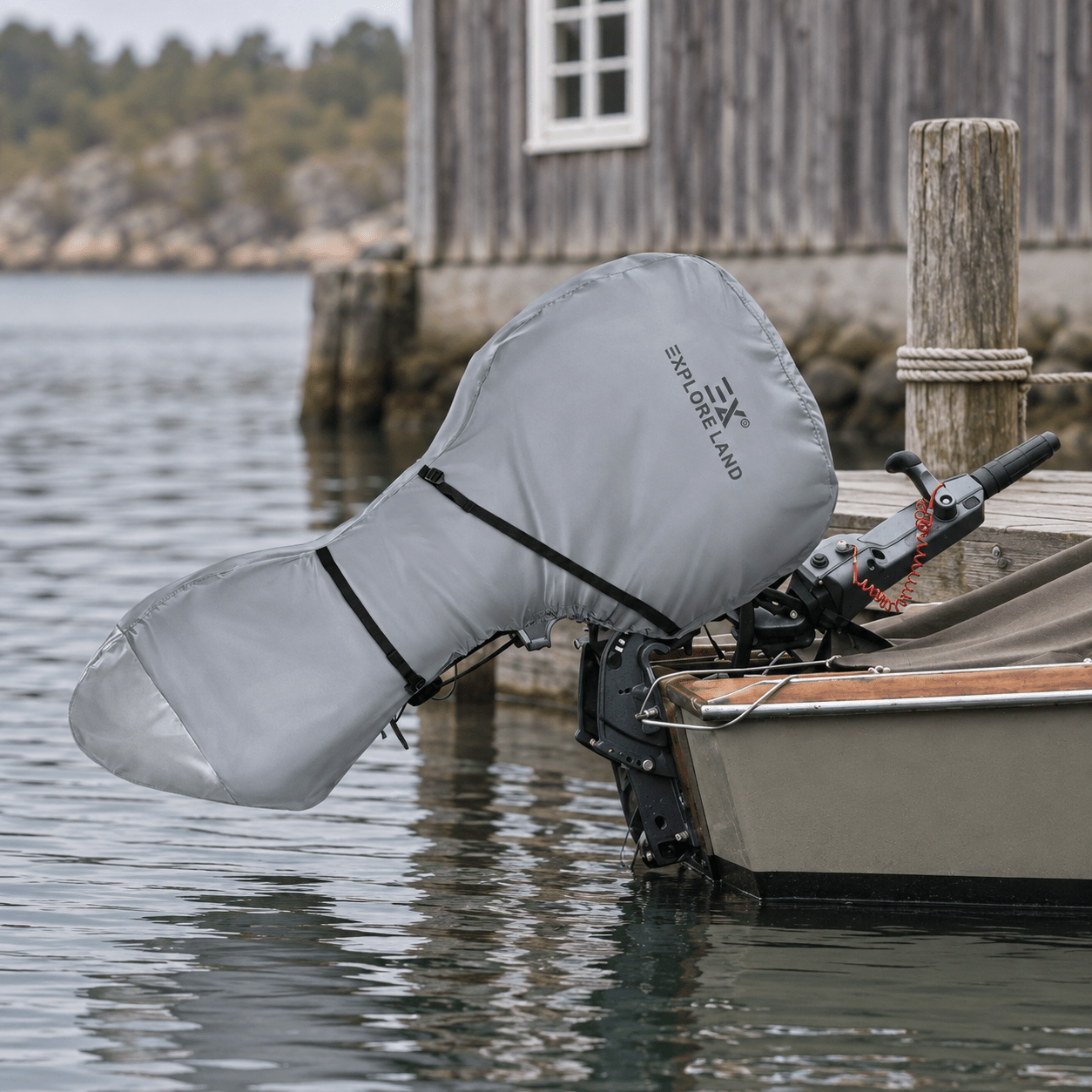 Full Outboard Motor Cover Grey 100-150 HP - Explore Land