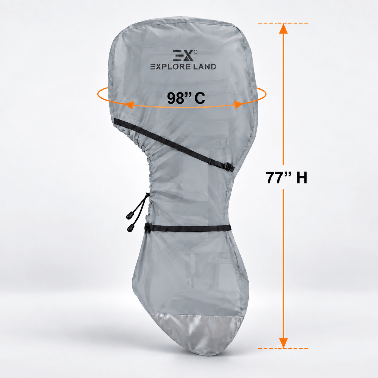 Full Outboard Motor Cover Grey 150-250 HP - Explore Land