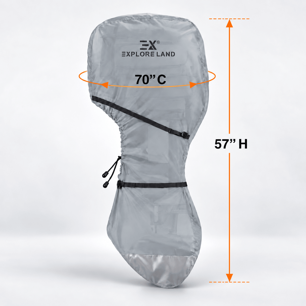 Full Outboard Motor Cover Grey 30-60 HP - Explore Land