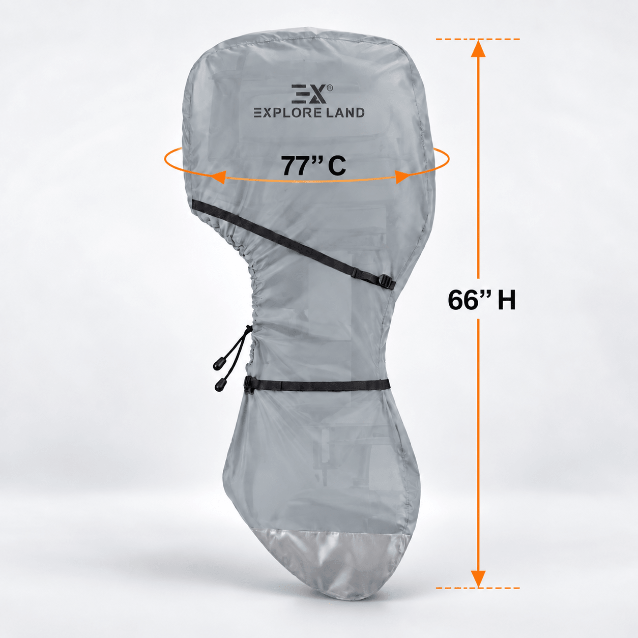 Full Outboard Motor Cover Grey 60-100 HP - Explore Land