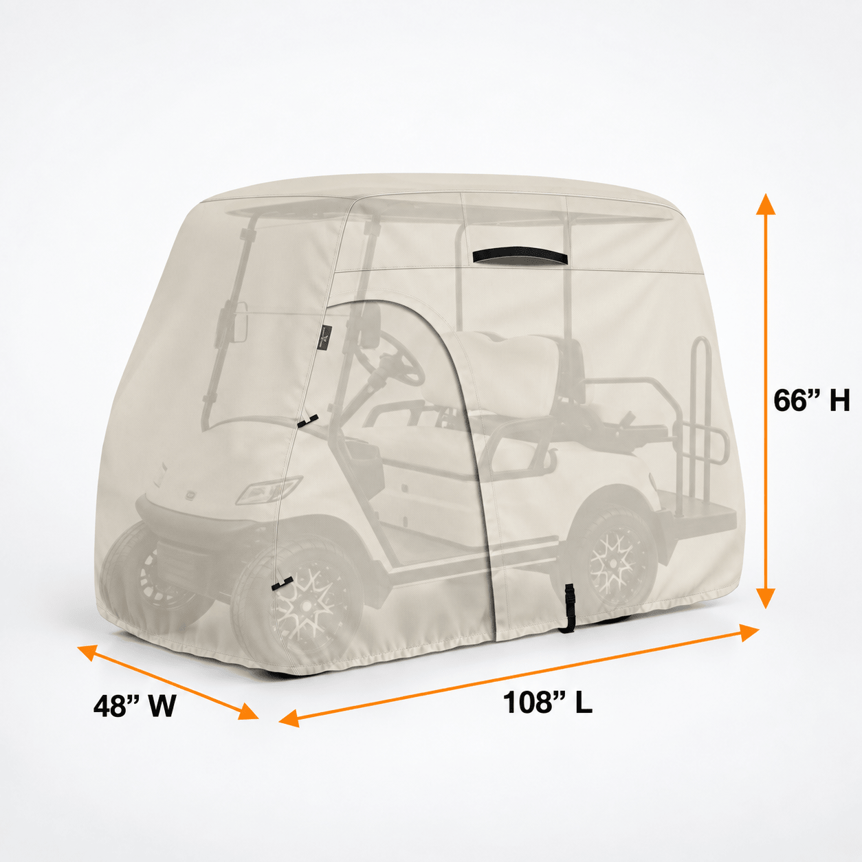 Golf Cart Cover Light Tan 2 Person (95Lx 48Wx 66H inch) - Explore Land