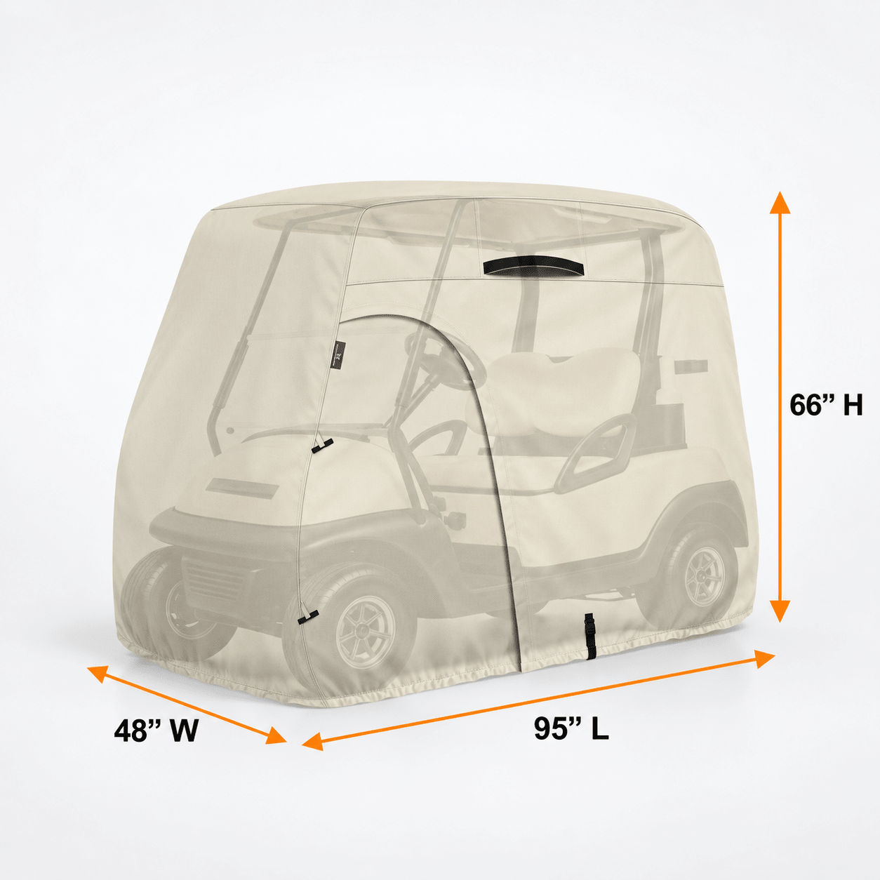 Golf Cart Cover Light Tan 2 Person (95Lx 48Wx 66H inch) - Explore Land