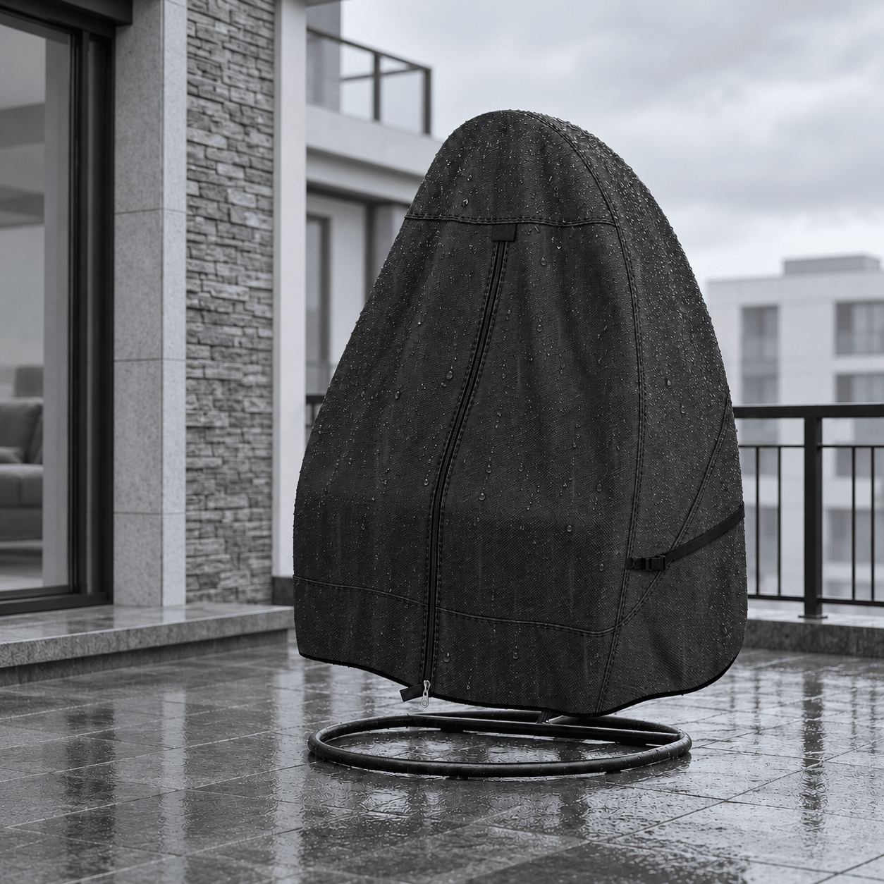 Hanging Egg Chair Cover Black Double Seat - Explore Land