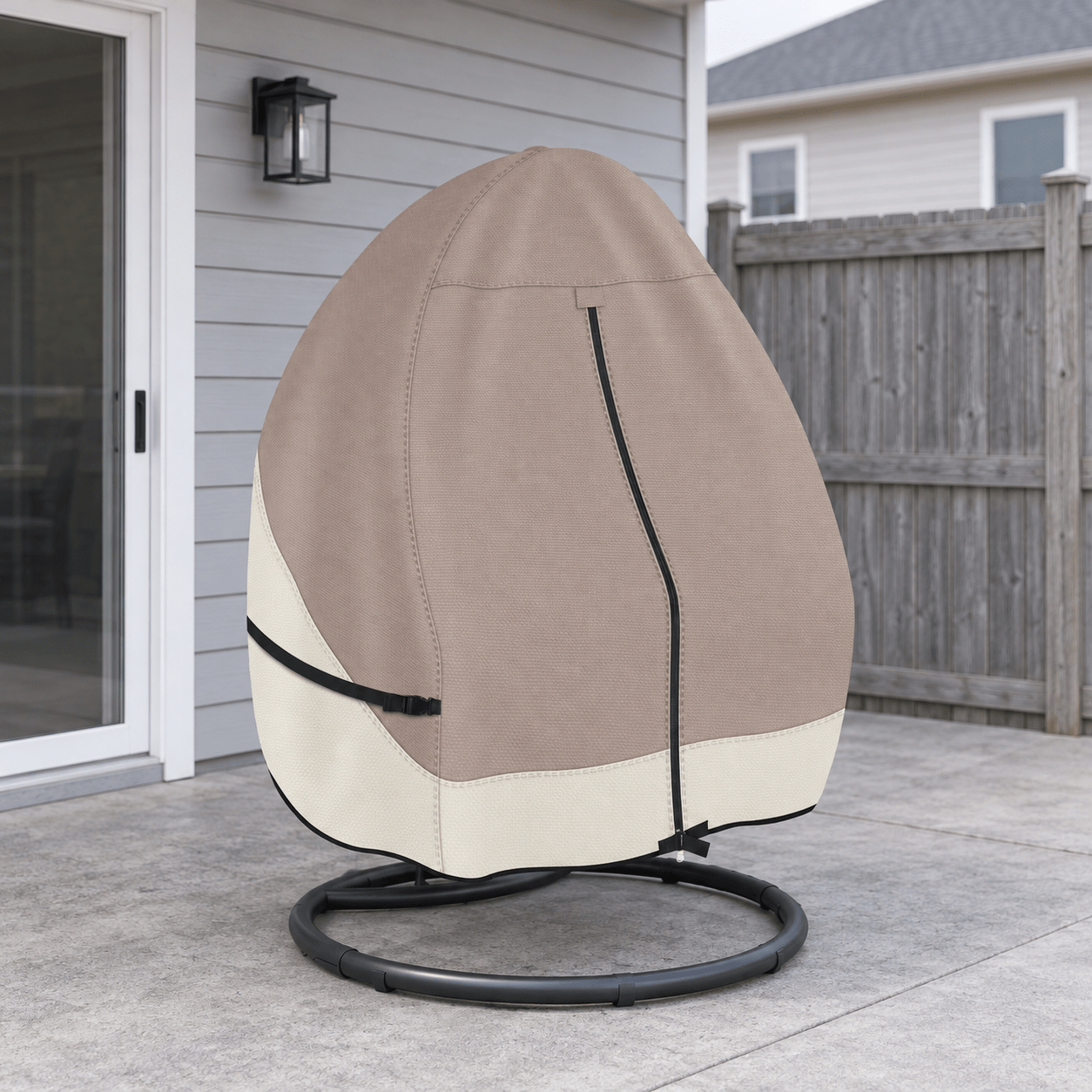 Hanging Egg Chair Cover Light tan & Khaki Double Seat - Explore Land