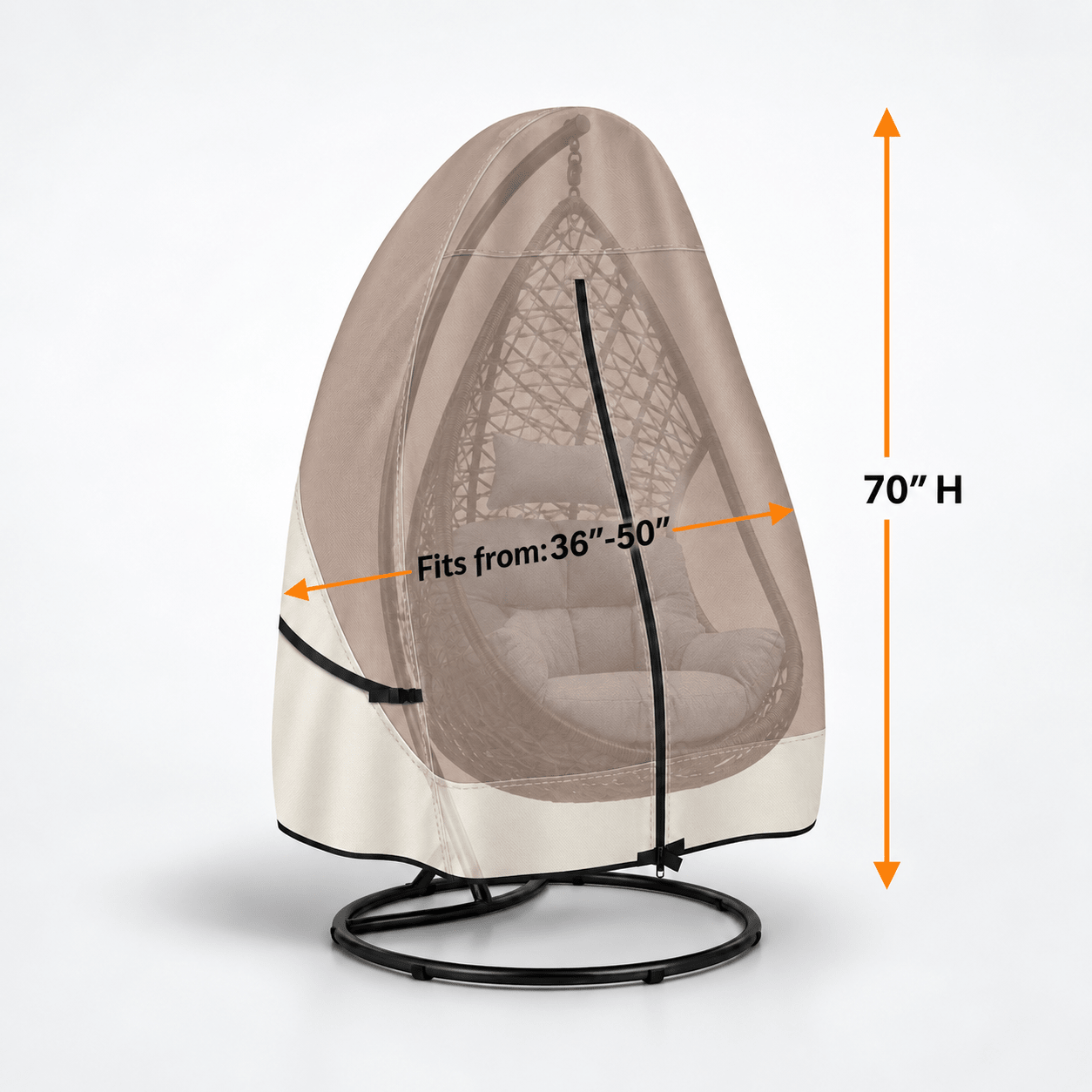Hanging Egg Chair Cover Light Tan & Khaki Double Seat - Explore Land