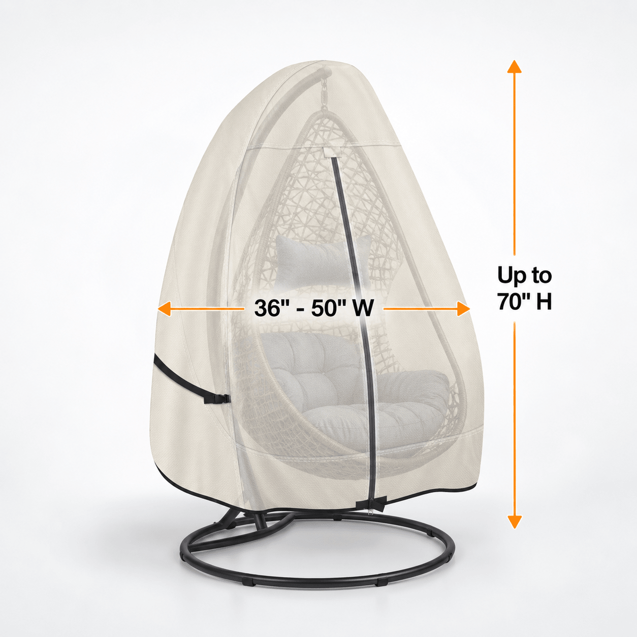 Hanging Egg Chair Cover Light Tan & Khaki Double Seat - Explore Land