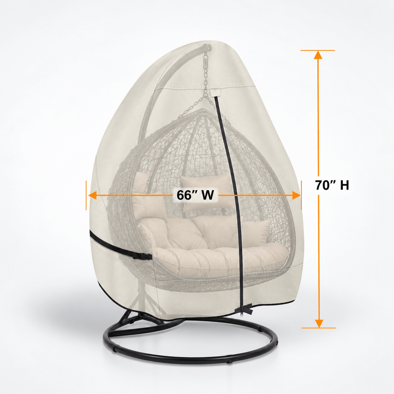 Hanging Egg Chair Cover Light Tan & Khaki Double Seat - Explore Land