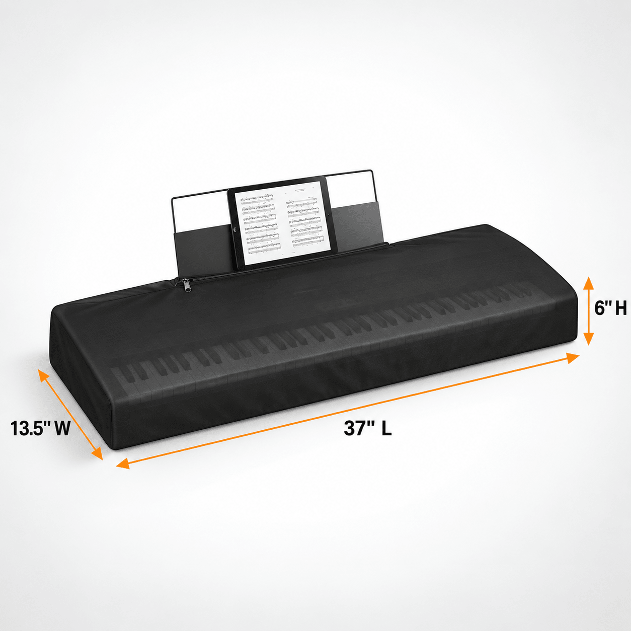 Leather-Stretch Piano Keyboard Dust Cover Black 61 Keys - Explore Land
