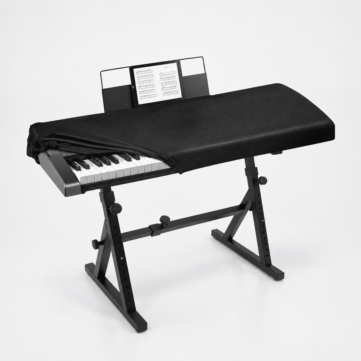 Leather-Stretch Piano Keyboard Dust Cover Black 61 Keys - Explore Land