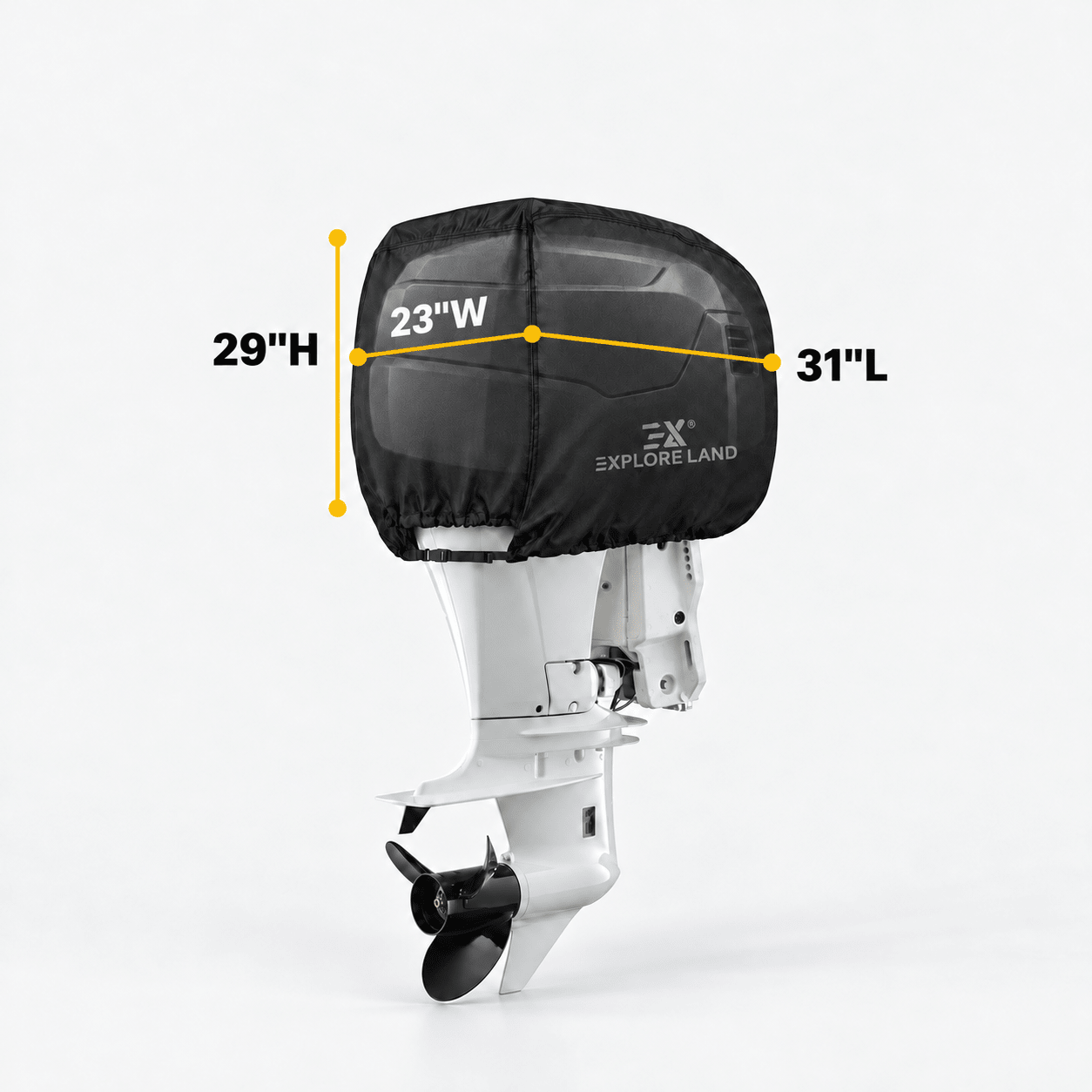 Outboard Motor Cover Black up to 25 HP - Explore Land