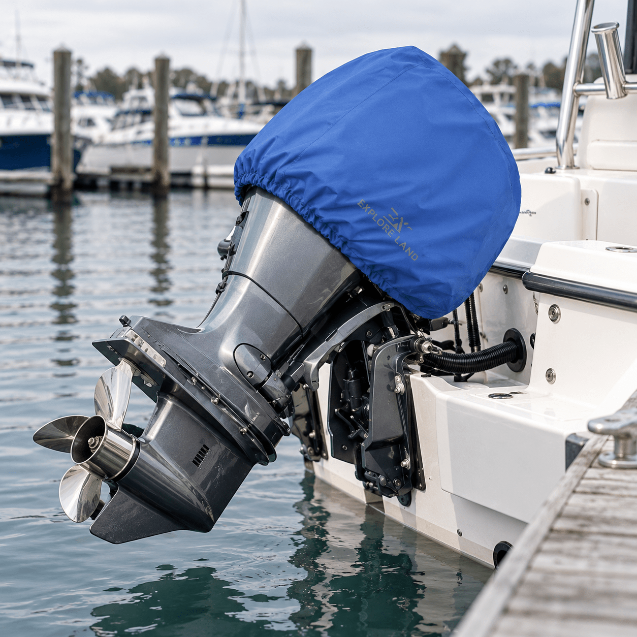 Outboard Motor Cover Blue up to 25 HP - Explore Land